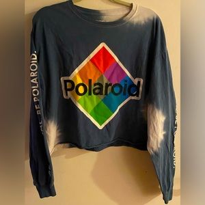 Hot Topic Navy Blue Polaroid Long Sleeve Tee with Multicolor Diamond